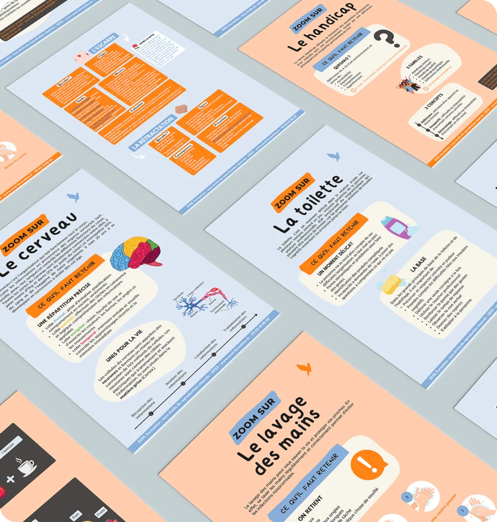 création graphique fiches récapitulative de formation Evol Formation