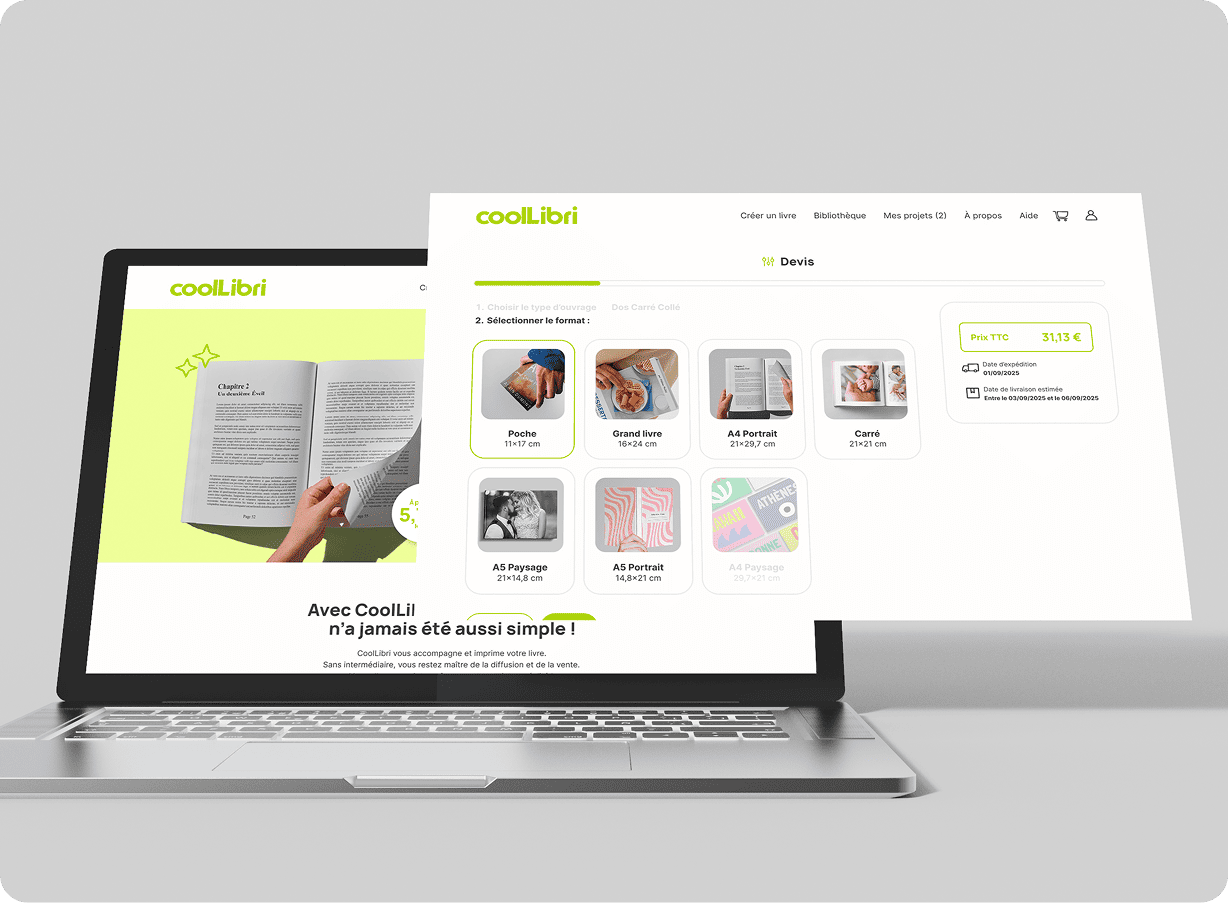 Mockup refonte complète du site CoolLibri